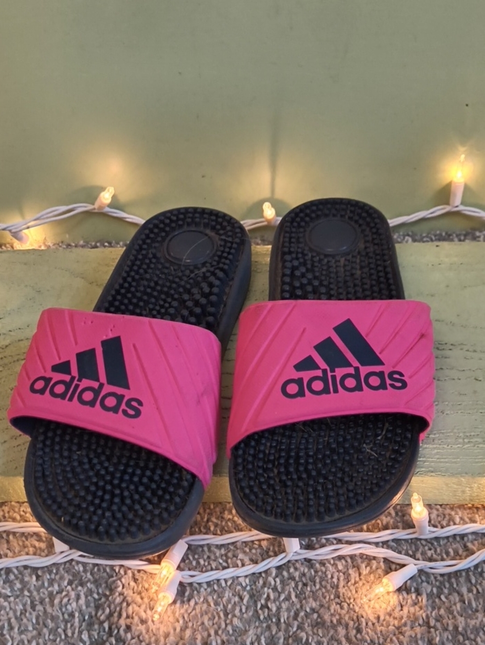 Women's Adidas Voloossage Bright Pink Black Shower Slides 8